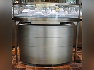 Bronze Stainless Steel Jewelry Store Showcases Arc Shape With Bottom Cabinet